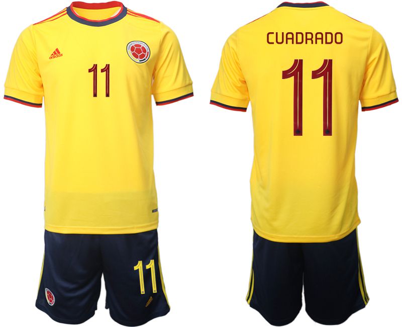 Men 2022 World Cup National Team Colombia home yellow #11 Soccer Jersey